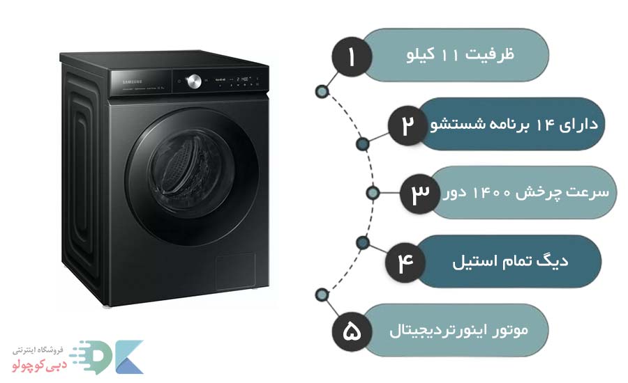 مشخصات لباسشویی سامسونگ مدل w11