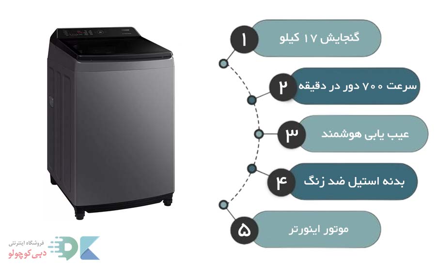 مشخصات لباسشویی و پتور شور سامسونگ WA17CG6745BD