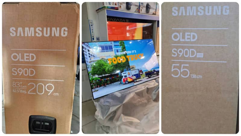 عکس واقعی از کارتون و نمای روبروی تلویزیون OLED سامسونگ S90D سایز 55 و 83 اینچ سال 2024 - سایت دبی کوچولو