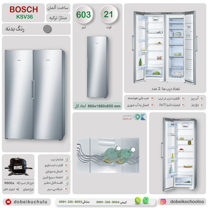 بررسی تخصصی یخچال فریزر دوقلو بوش KSV36