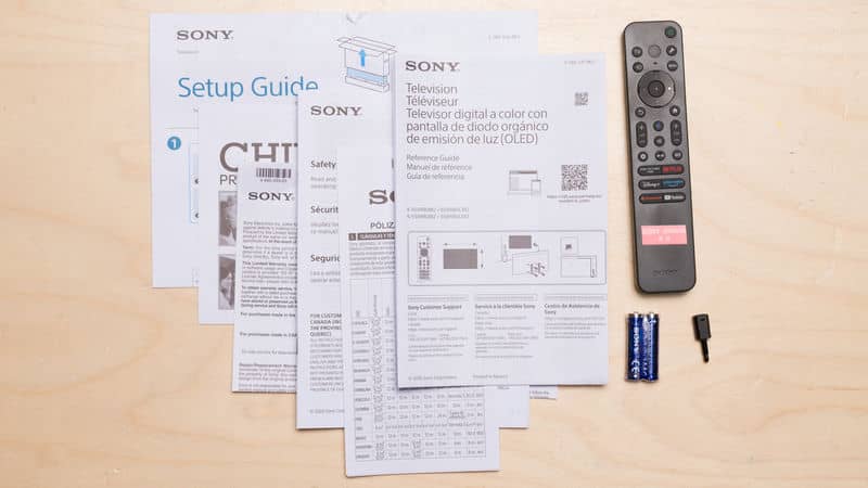 لوازم جانبی و دفترچه راهنمای تلویزیون سونی XR80M2 سال 2025 - سایت دبی کوچولو