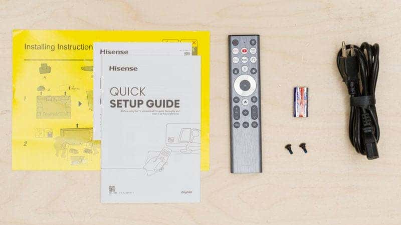 ریموت کنترل و کابل و دفترچه راهنمای تلویزیون ULED هایسنس 65U8N سایز 65 اینچ سال 2024 گیمینگ - سایت دبی کوچولو