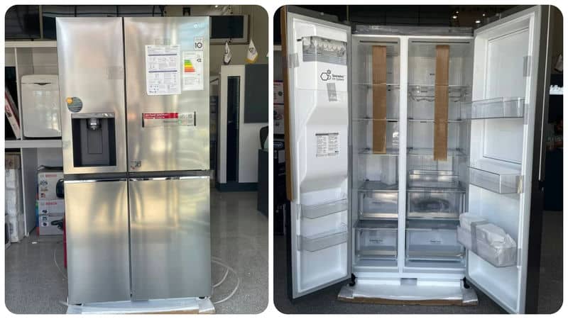 عکس واقعی یخچال فریزر ساید بای ساید ال جی J267 کد GC-J267FLJW ساخت کره منتاژ چین 24 فوت رنگ نقره ای - سایت دبی کوچولو