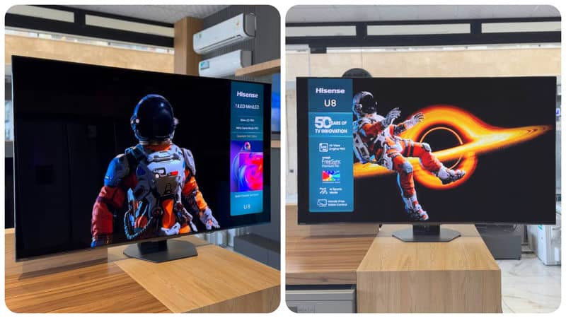 نمای روبرو راست در تلویزیون ULED هایسنس U8N سال 2024 گیمینگ - سایت دبی کوچولو