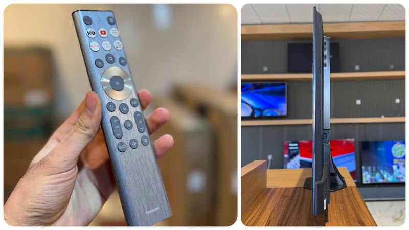 عکس واقعی از ریموت کنترل و ضخامت کلی تلویزیون ULED هایسنس U8N سال 2024 گیمینگ - سایت دبی کوچولو