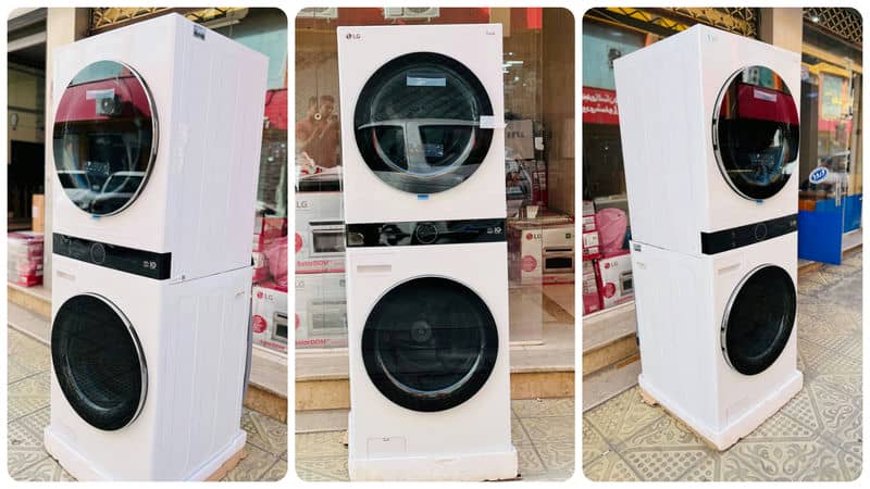 عکس واقعی از ماشین لباسشویی و خشک کن ال جی WT21 دو طبقه واش تاور رنگ دودی 21 کیلو (WT2116WRK) ساخت کُره با گارانتی و پرداخت درب منزل در دبی کوچولو