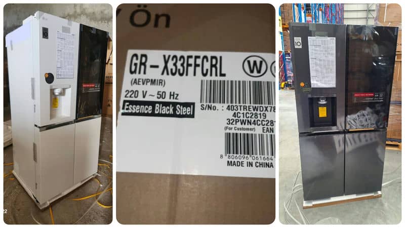 عکس واقعی یخچال فریزر ساید بای ساید ال جی X33 کد GR-X33FFQRL ساخت کره منتاژ چین 30 فوت رنگ سفید - سایت دبی کوچولو