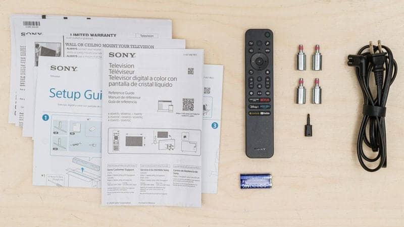 دفترچه راهنما و ریموت کنترل و دفترچه راهنما در تلویزیون QLED مینی ال ای دی سونی 55XR70 سایز 55 اینچ سال 2024 - سایت دبی کوچولو