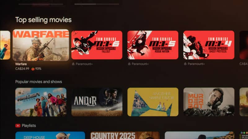 منو و سیستم عامل آندروید در تلویزیون سونی 55XR80M2 سایز 55 اینچ سال 2025 - سایت دبی کوچولو