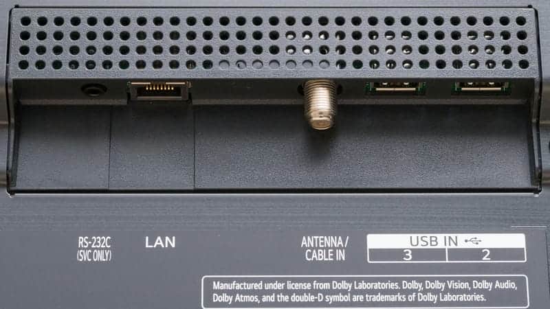 پورت های USB و LAN و گیرنده رسیور ماهواره در تلویزیون QNED مینی ال ای دی ال جی 75QNED90 سایز 75 اینچ سال 2024 - سایت دبی کوچولو