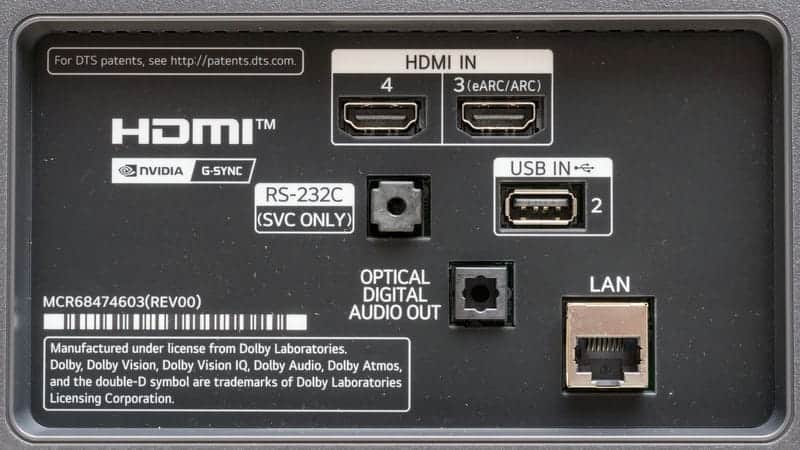 پورت های ورودی و خروجی در تلویزیون OLED ال جی 77B4 سایز 77 اینچ سال 2024 - سایت دبی کوچولو