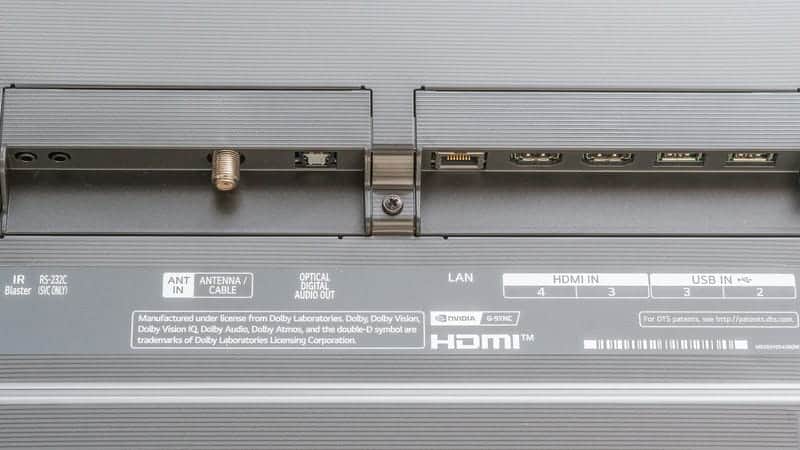 پورت های ورودی و خروجی و گیرنده ی دیجیتال و ماهواره تلویزیون OLED ال جی 83G4 سایز 83 اینچ سال 2024 - سایت دبی کوچولو