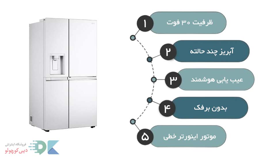 مشخصات فنی یخچال فریزر ال جی مدل GC-J257SQKC رنگ سفید