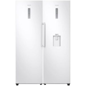 نمای روبرو یخچال فریزر دوقلو سامسونگ RZ32 - RR39 سفید کد RR39M7310WW-RZ32M7120WW ساخت کره منتاژ ویتنام 26 فوت رنگ سفید - سایت دبی کوچولو