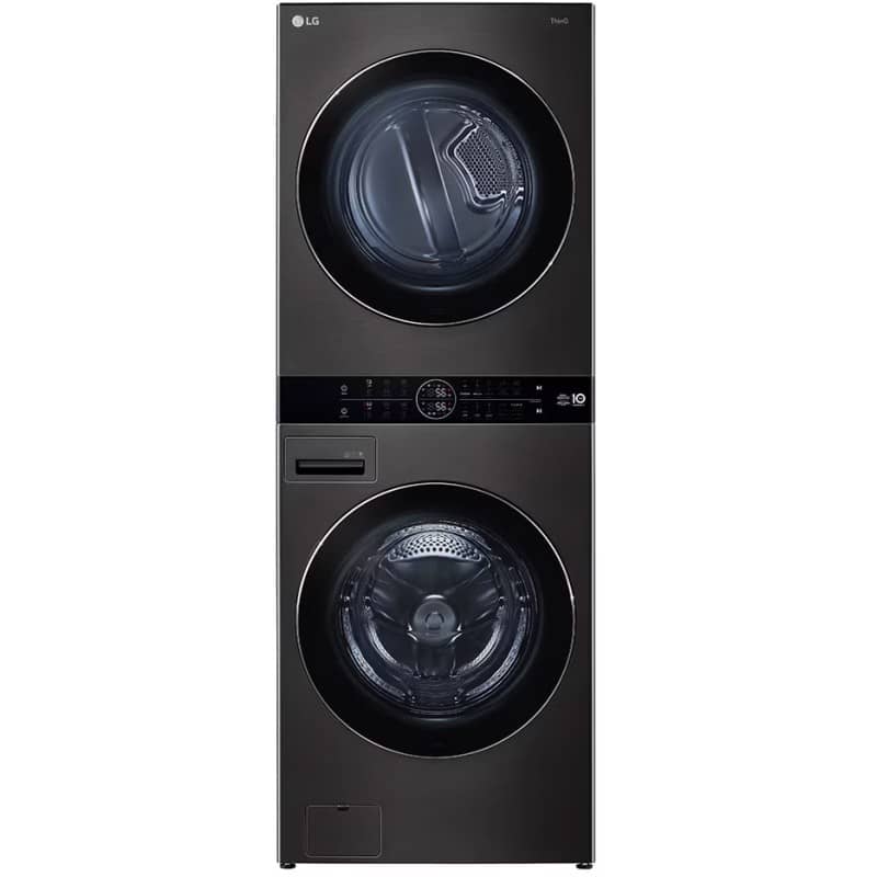 WT2116BRK lg 2023-washing-machine 21-16kg - dobeikuchulu (1) نمای روبرو در ماشین لباسشویی و خشک کن ال جی WT21 دو طبقه واش تاور رنگ دودی 21 کیلو (WT2116BRK) ساخت کُره با گارانتی و پرداخت درب منزل در دبی کوچولو