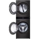 جهت باز شدن درب در ماشین لباسشویی و خشک کن ال جی WT21 دو طبقه واش تاور رنگ دودی 21 کیلو (WT2116BRK) ساخت کُره با گارانتی و پرداخت درب منزل در دبی کوچولو