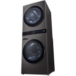 نمای سمت چپ در ماشین لباسشویی و خشک کن ال جی WT21 دو طبقه واش تاور رنگ دودی 21 کیلو (WT2116BRK) ساخت کُره با گارانتی و پرداخت درب منزل در دبی کوچولو