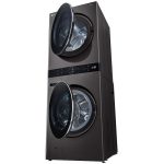 نمای سمت چپ در ماشین لباسشویی و خشک کن ال جی WT21 دو طبقه واش تاور رنگ دودی 21 کیلو (WT2116BRK) ساخت کُره با گارانتی و پرداخت درب منزل در دبی کوچولو