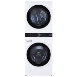 نمای روبرو در حالت روشن ماشین لباسشویی و خشک کن ال جی WT21 دو طبقه واش تاور رنگ دودی 21 کیلو (WT2116WRK) ساخت کُره با گارانتی و پرداخت درب منزل در دبی کوچولو