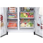 بخش میوه و سبزیجات در یخچال فریزر ساید بای ساید ال جی کره مدل X267 کد GR-X267CSHS سیلور(نقره ای) - سایت دبی کوچولو