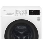 نمای پنل لمسی و برنامه ها و ولوم و جای پودری در ماشین لباسشویی ال جی J6 رنگ سفید 8 کیلو (F4J6TNP0W) ساخت کُره با گارانتی و پرداخت درب منزل در دبی کوچولو