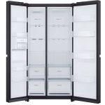 نمای داخلی کامل از یخچال فریزر ساید بای ساید ال جی B287 کد GCB287GNWC ساخت کره منتاژ چین 24 فوت رنگ سفید سال 2025 - سایت دبی کوچولو