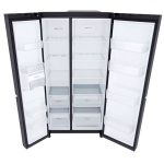 نمای داخلی کامل از یخچال فریزر ساید بای ساید ال جی B287 کد GCB287GNWB ساخت کره منتاژ چین 24 فوت رنگ مشکی سال 2025 - سایت دبی کوچولو