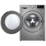 جهت باز شدن درب در نمای روبرو در ماشین لباسشویی ال جی V5 رنگ نقره ای 10.5 کیلو (F4V5RYP2T) ساخت کُره با گارانتی و پرداخت درب منزل در دبی کوچولو