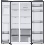 نمای داخلی یخچال فریزر ساید بای ساید سامسونگ RS80 کد RS80DG5402SL ساخت کره مونتاژ چین 30 فوت رنگ نقره ای سال 2024 - سایت دبی کوچولو