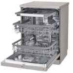 نمای سمت چپ در ماشین ظرفشویی ال جی 435 کد DFC435FW رنگ نقره ای سه طبقه 14 نفره 3 سبد اصل کره مونتاژ کره دارای بخارشوی - سایت دبی کوچولو