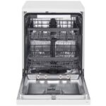 نمای روبرو و بخش داخلی در ماشین ظرفشویی ال جی 435 کد DFC435FW رنگ سفید سه طبقه 14 نفره 3 سبد اصل کره مونتاژ کره دارای بخارشوی - سایت دبی کوچولو