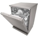 نمای کلی در حالت درب باز از ماشین ظرفشویی ال جی 512 کد DFB512FP رنگ نقره ای دو طبقه 14 نفره دو سبد اصل کره مونتاژ کره - سایت دبی کوچولو