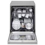 نمای روبرو در ماشین ظرفشویی ال جی 513 کد DFC513FV رنگ نقره ای سه طبقه 14 نفره 3 سبد اصل کره مونتاژ کره بدون بخارشوی - سایت دبی کوچولو