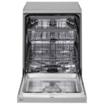 نمای روبرو از بخش داخلی و تعداد طبقات در ماشین ظرفشویی ال جی 513 کد DFC513FV رنگ نقره ای سه طبقه 14 نفره 3 سبد اصل کره مونتاژ کره بدون بخارشوی - سایت دبی کوچولو