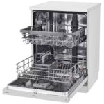 نمای بخش داخلی و سبد ها در ماشین ظرفشویی ال جی 532 کد DFC532FW رنگ سفید دو طبقه 14 نفره 2 سبد اصل کره مونتاژ کره دارای بخارشوی - سایت دبی کوچولو