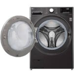 نمای روبرو همراه با جهت باز شدن درب در ماشین لباسشویی و خشک کن ال جی V21 رنگ دودی 20 کیلو با 12 کیلو خشک کن (WDV2101BRV) ساخت کُره با گارانتی و پرداخت درب منزل در دبی کوچولو