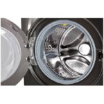 جنس استیل ضد زنگ در ماشین لباسشویی و خشک کن ال جی V21 رنگ دودی 20 کیلو با 12 کیلو خشک کن (WDV2101BRV) ساخت کُره با گارانتی و پرداخت درب منزل در دبی کوچولو