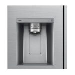 نمای روبرو از بخش آبریز و یخساز در یخچال فریزر ساید بای ساید ال جی J287 کد GCJ-287TVL ساخت کره مونتاژ چین 24 فوت رنگ نقره‌ای پلاتینیومی سال 2024 - سایت دبی کوچولو