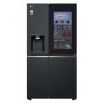 نمای روبرو در حالت روشن بودن درب اینستاویوو در یخچال فریزر ساید بای ساید ال جی X287 کد GCX-287TVAN ساخت کره مونتاژ چین 24 فوت رنگ دودی سال 2024 - سایت دبی کوچولو