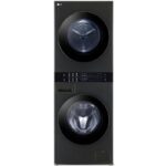 نمای روبرو در حالت روشن بودن ماشین لباسشویی و خشک کن ال جی WT13 کد (WT1310YJ) رنگ دودی 13 کیلو با 10 کیلو خشک کن صد در صد ساخت کُره با گارانتی و پرداخت درب منزل در دبی کوچولو