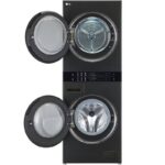 نمای روبرو در حالت باز بودن درب در ماشین لباسشویی و خشک کن ال جی WT13 کد (WT1310YJ) رنگ دودی 13 کیلو با 10 کیلو خشک کن صد در صد ساخت کُره با گارانتی و پرداخت درب منزل در دبی کوچولو